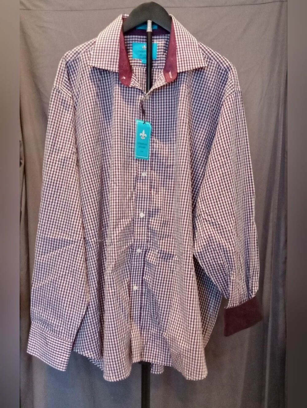 Christian Aujard Check Button-Up Shirt in Purple And White Men's Size 3XLT